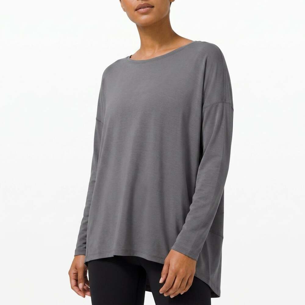 Lululemon Back Dark Relaxed Fit Boat Neck Top Women Knit See Measurements